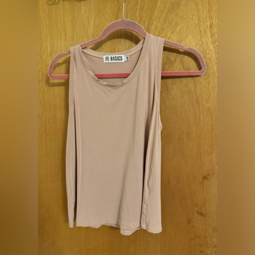 Cream and Pink Scoop Neck Crop Tank Top